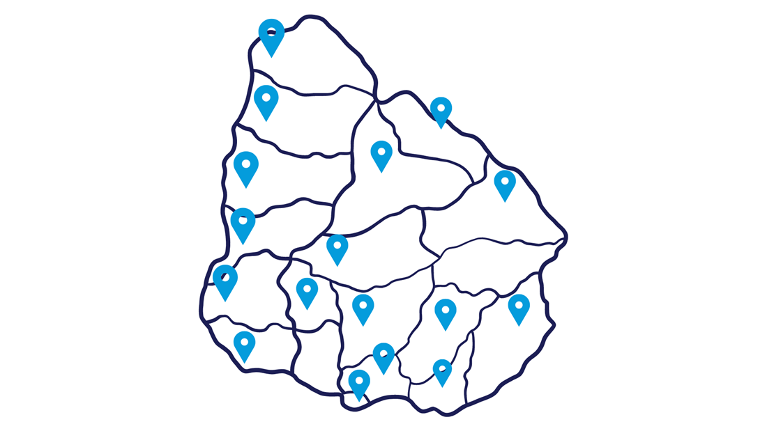 Mapa de Uruguay con ubicaciones de las Alianzas